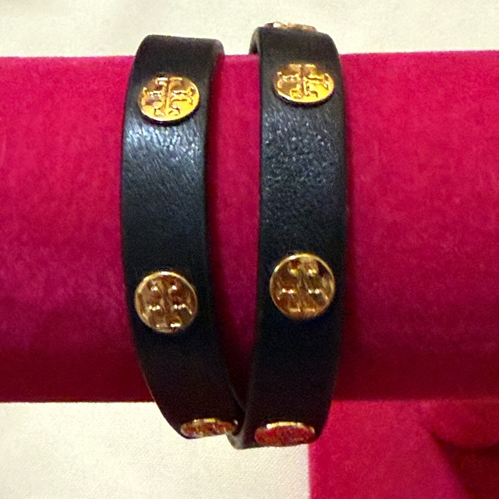 Tory Burch Black & Gold Double Wrap Bracelet